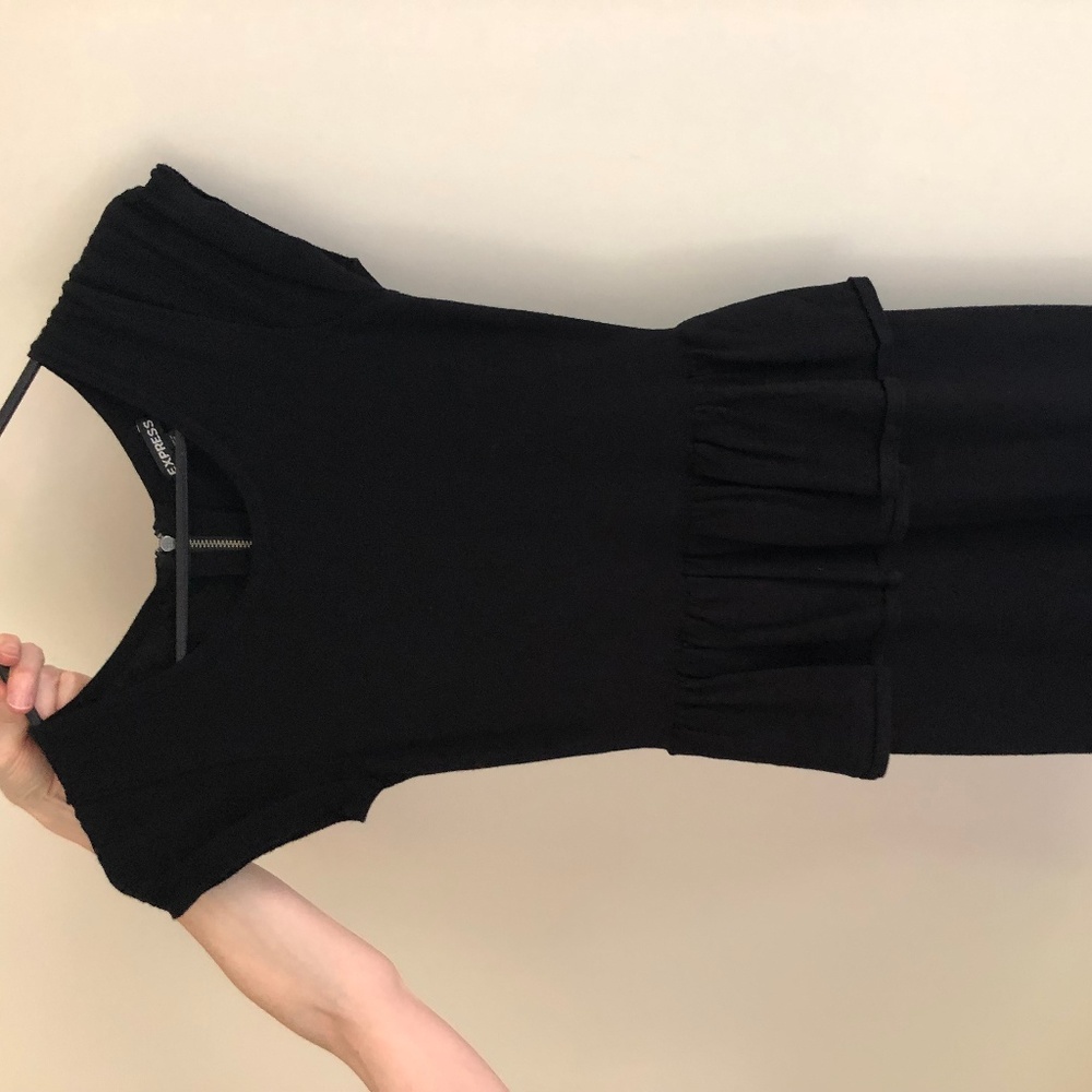 EXPRESS cotton-knit peplum body con dress